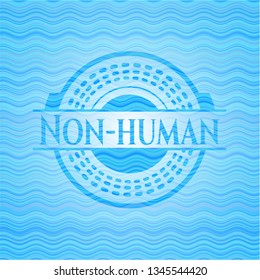 Non-human light blue water wave emblem background.