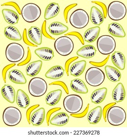 Noni coconut banana background vector graphic illustration design art