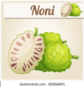 Noni fruit illustration. Cartoon vector icon. Series of food and ingredients for cooking.