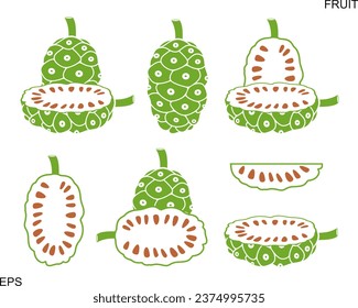Logo de Noni. Fruto no i aislado sobre fondo blanco