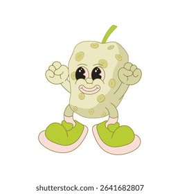Noni fruit mascot logo retro character illustration