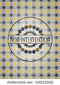 Non-intervention arabesque style emblem. arabic decoration.