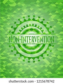 Non-intervention green emblem with mosaic ecological style background