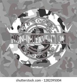 Non-intervention grey camouflage emblem