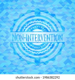 Non-intervention light blue emblem with triangle mosaic background. 