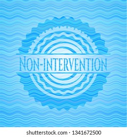 Non-intervention light blue water wave badge background.
