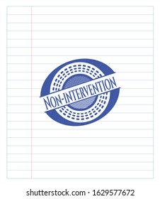 Non-intervention pen emblem. Blue ink. Vector Illustration. Detailed.