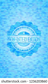 Non-intervention realistic light blue emblem. Mosaic background