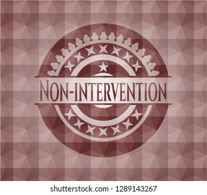 Non-intervention red emblem with geometric background. Seamless.