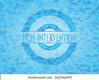 Non-intervention sky blue emblem with triangle mosaic background
