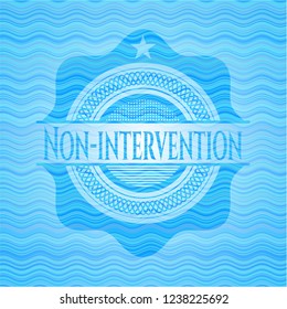 Non-intervention water wave concept badge background.