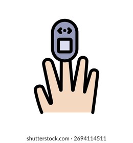 Nicht-invasives Glucometer. Farbsymbol für Diabetesdiagnosen. Blutzuckerspiegel ohne Blutentnahme oder invasive Eingriffe messen. Vektorsymbol der Glucometer-Apotheke, Logo-Abbildung.