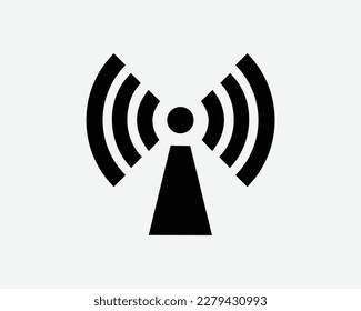 Non-Ionizing Radiation Symbol Icon Wireless WiFi Network Signal Wave Vector Black White Silhouette Sign Graphic Clipart Artwork Illustration Pictogram