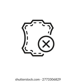 Non-leather material line icon with cross mark