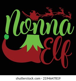 Nonna Elf Typografie Weihnachts-Pullover-Design, Wintersaison-Grafikvorlage