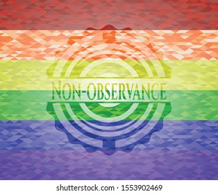 Non-observance emblem on mosaic background with the colors of the LGBT flag
