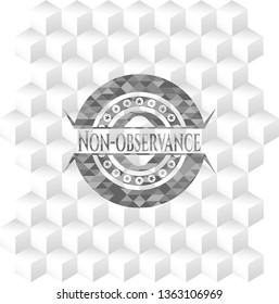 Non-observance grey badge with geometric cube white background