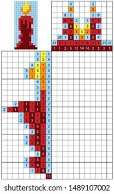 Nonogram for kids. Paint by number puzzle. Colorful japanese crossword. Education game for children. 
