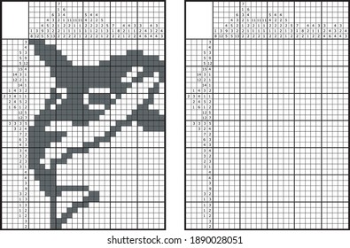 A nonogram with an orca. Well suited for use in newspapers, magazines for the entertainment of readers