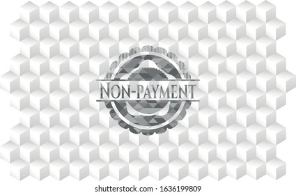 Non-payment grey badge with geometric cube white background