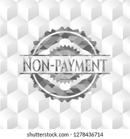 Non-payment grey emblem with geometric cube white background