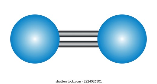 Nonpolar covalent double bond of O2. Scientific vector illustration isolated on white background.