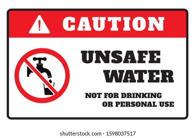 Non-Potable Water. Do Not Drink Sign with Icon.Unsafe water icon