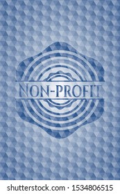 Non-profit blue emblem with geometric pattern. Vector Illustration. Detailed.