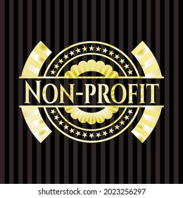 Non-profit gold shiny badge. Vector Illustration. Detailed. 