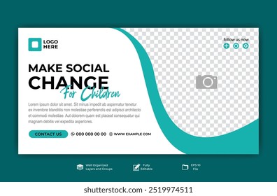 Nonprofit Organization Social Change Banner for Children's Welfare and Community Support