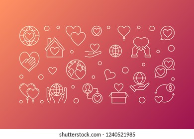 Nonprofit organization vector colorful linear illustration on dark background