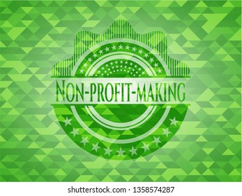 Non-profit-making green emblem with mosaic background