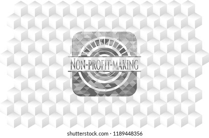 Non-profit-making grey emblem with cube white background