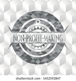 Non-profit-making retro style grey emblem with geometric cube white background
