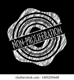 Non-proliferation chalkboard emblem. Vector Illustration. Detailed.
