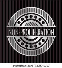 Non-proliferation silver badge. Vector Illustration. Mosaic.