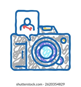 non-recognition face id because of eye patch and facial mask doodle icon sketch vector. non-recognition face id because of eye patch and facial mask sign. isolated symbol illustration