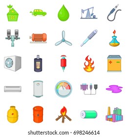Nonrenewable energy icons set. Cartoon set of 25 nonrenewable energy vector icons for web isolated on white background