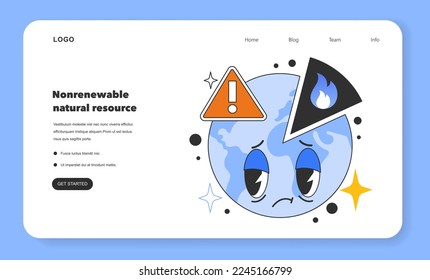 Nonrenewable natural resource as a disadvantage to using natural gas web banner or landing page. Natural resource extraction and use. Gas transportation to the end consumer. Flat vector illustration