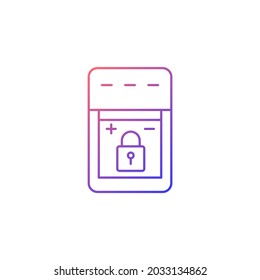 Non-replaceable battery gradient linear vector manual label icon. Non-removable unit. Thin line color symbol. Modern style pictogram. Vector isolated outline drawing for product use instructions