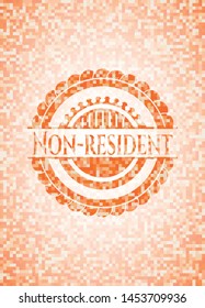 Non-resident abstract emblem, orange mosaic background