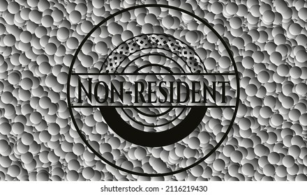 Nicht ansässiger schwarzer Badge mit Blasenhintergrund. Vektorgrafik. Detaillierte Angaben. 