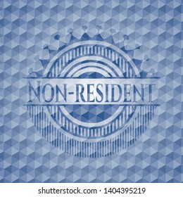 Non-resident blue emblem with geometric pattern background. Vector Illustration. Detailed.