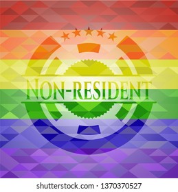 Non-resident emblem on mosaic background with the colors of the LGBT flag