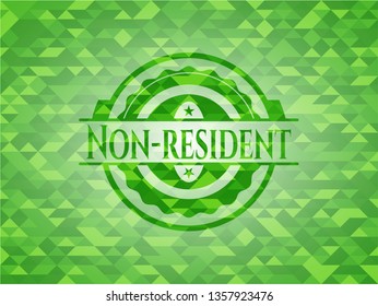Non-resident green emblem with mosaic background