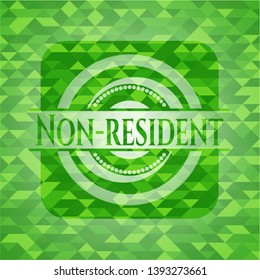Non-resident green emblem. Mosaic background. Vector Illustration. Detailed.