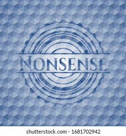 Nonsense blue emblem with geometric background. Vector Illustration. Detailed.