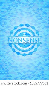 Nonsense light blue emblem with triangle mosaic background