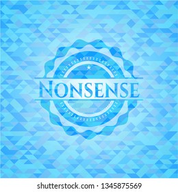 Nonsense sky blue emblem with triangle mosaic background