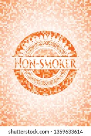 Non-smoker abstract orange mosaic emblem with background